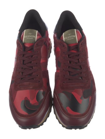 Valentino Rockstud Accents Leather Athletic Sneakers