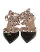 Valentino Rockstud Accents Patent Leather T-Strap Pumps