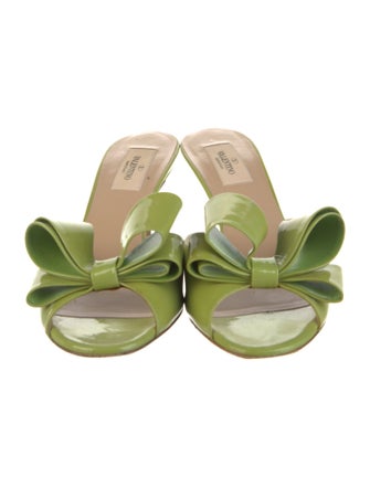 Valentino Patent Leather Bow Accents Slides