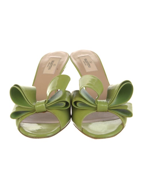Valentino Patent Leather Bow Accents Slides