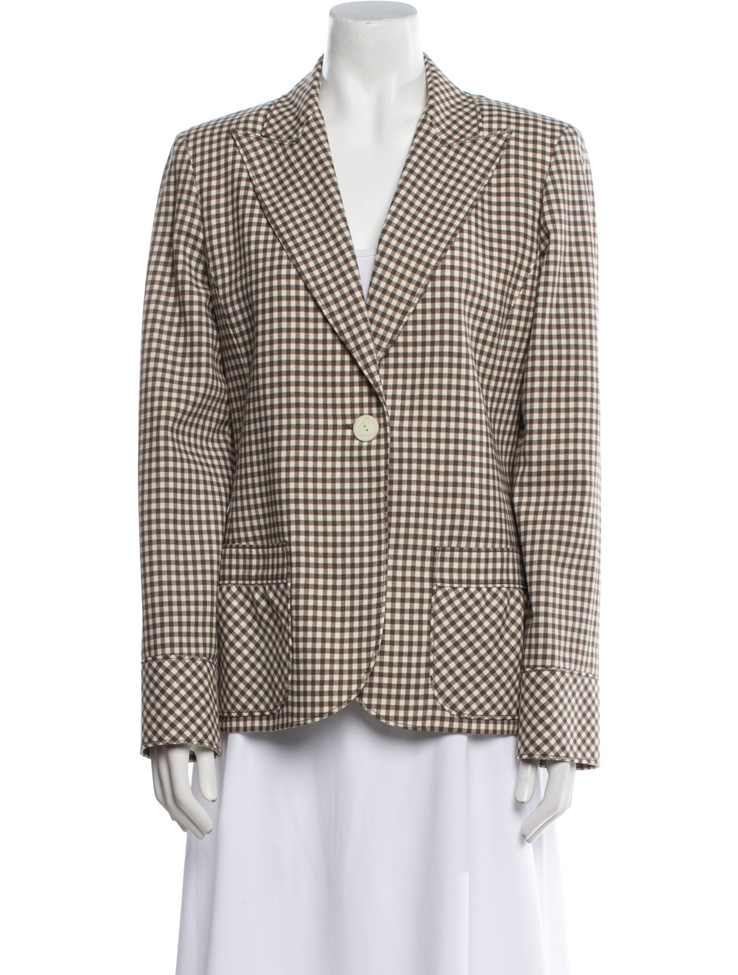 Valentino Virgin Wool Plaid Print Blazer