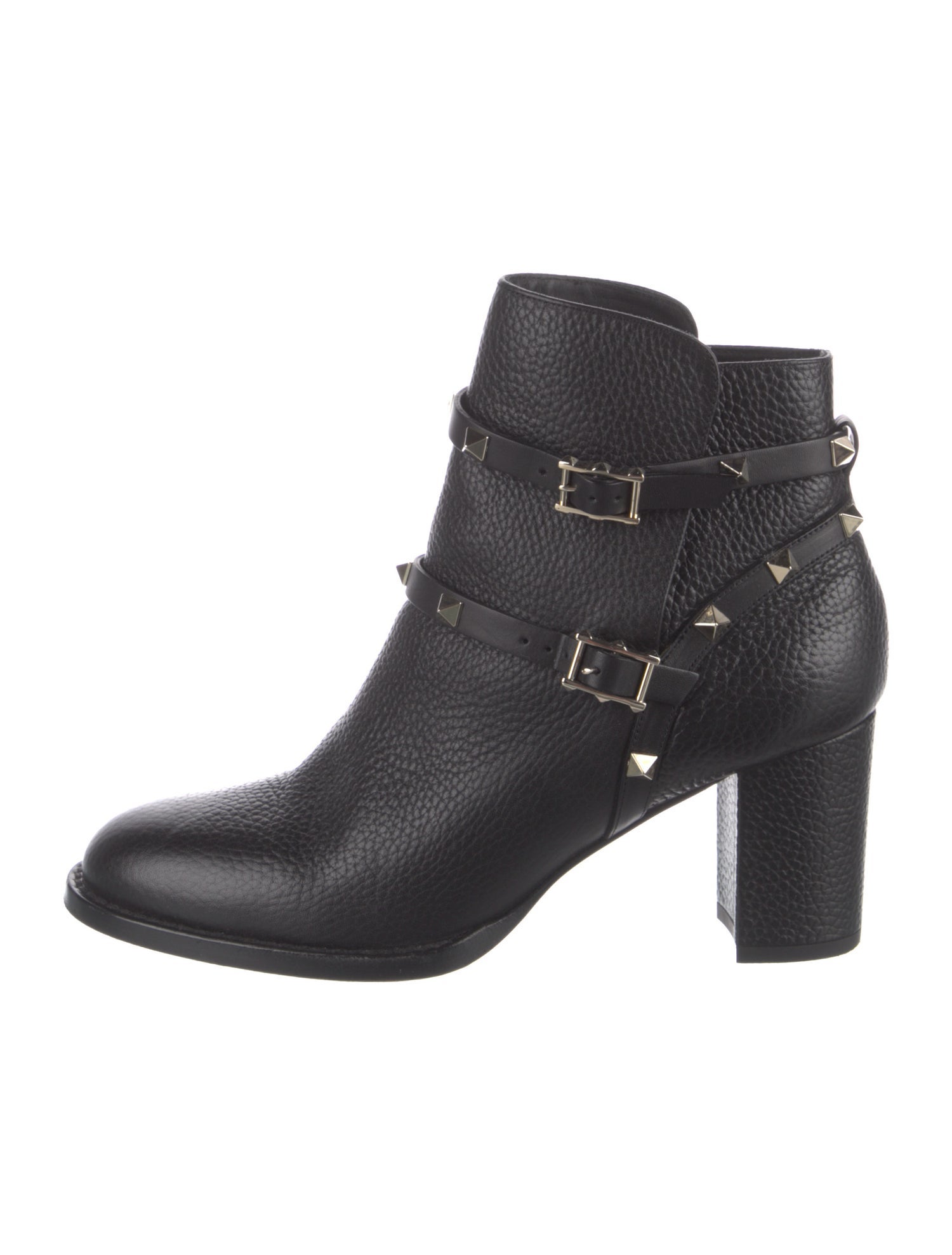 Valentino Rockstud Accents Leather Moto Boots