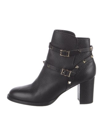 Valentino Rockstud Accents Leather Moto Boots