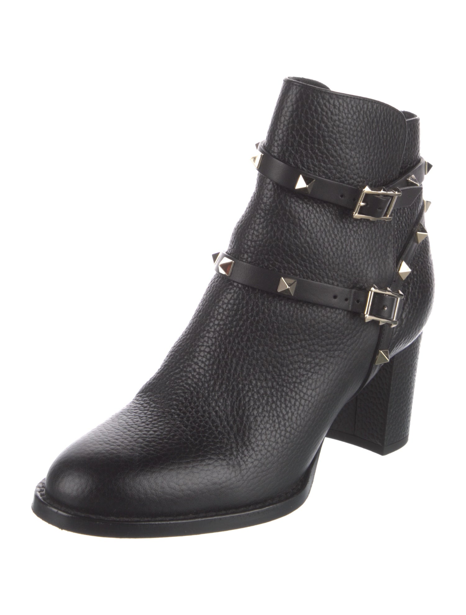 Valentino Rockstud Accents Leather Moto Boots