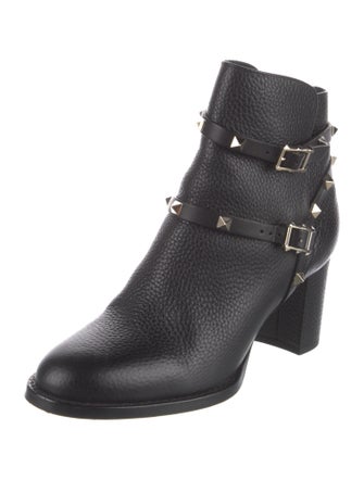 Valentino Rockstud Accents Leather Moto Boots