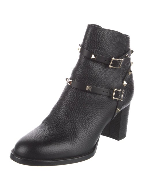 Valentino Rockstud Accents Leather Moto Boots