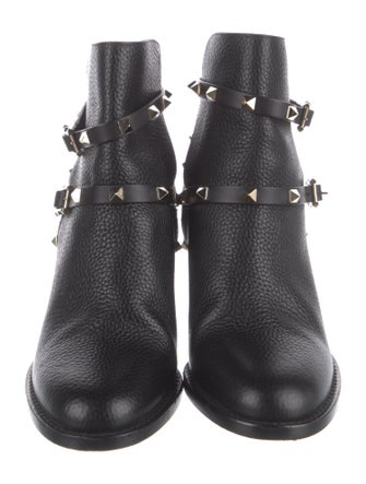 Valentino Rockstud Accents Leather Moto Boots