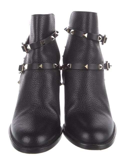 Valentino Rockstud Accents Leather Moto Boots