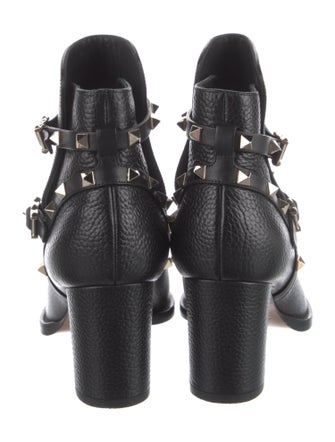 Valentino Rockstud Accents Leather Moto Boots