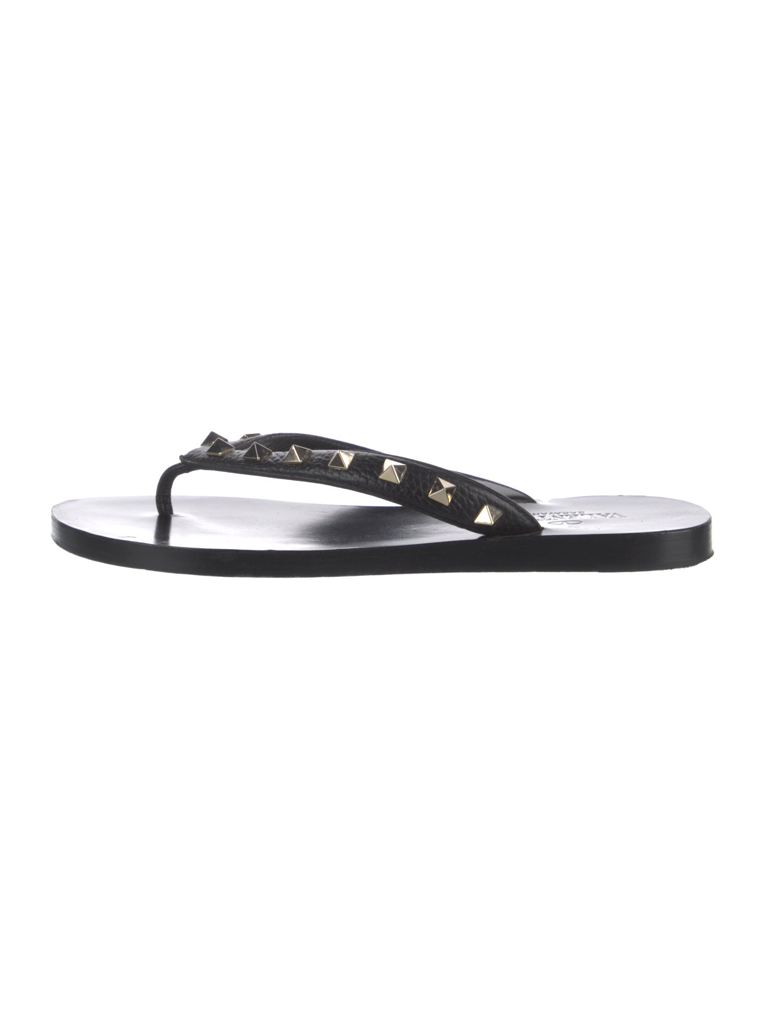 Valentino Rockstud Accents Leather Slides