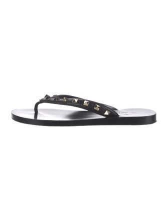 Valentino Rockstud Accents Leather Slides