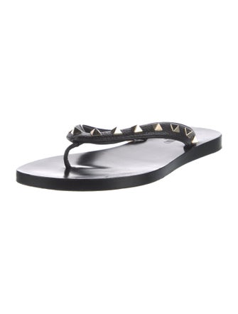 Valentino Rockstud Accents Leather Slides