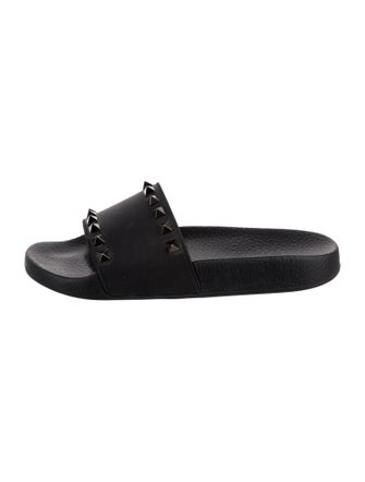 Valentino Rockstud Accents Rubber Slides