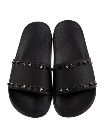 Valentino Rockstud Accents Rubber Slides