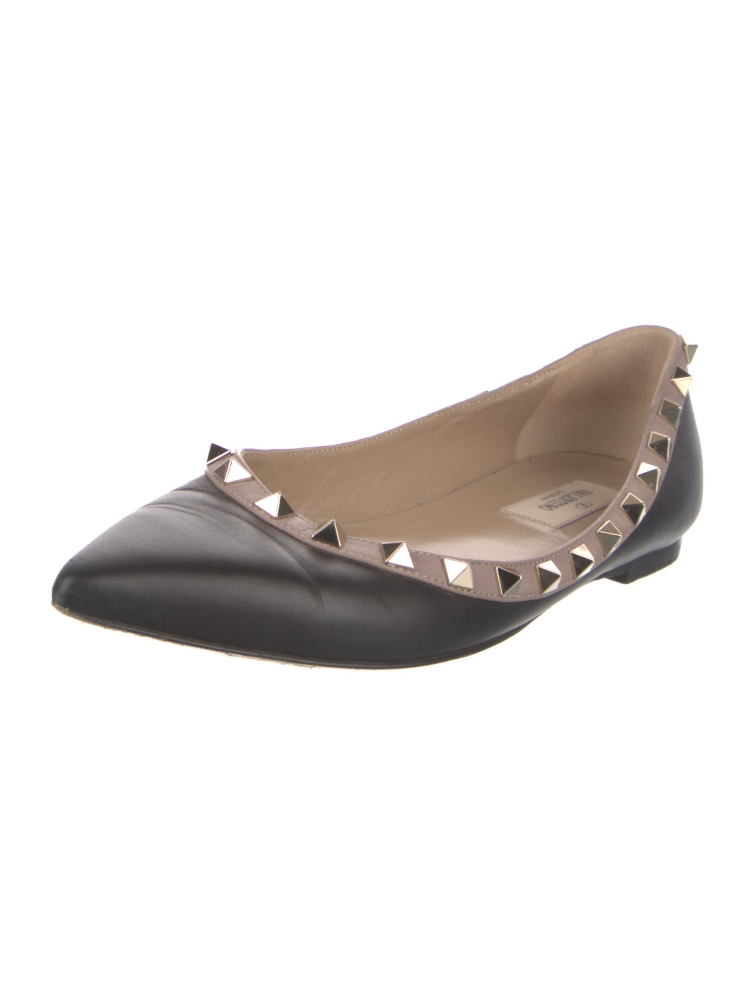 Valentino Rockstud Accents Leather Ballet Flats