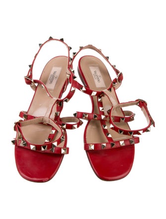 Valentino Rockstud Accents Leather Gladiator Sandals
