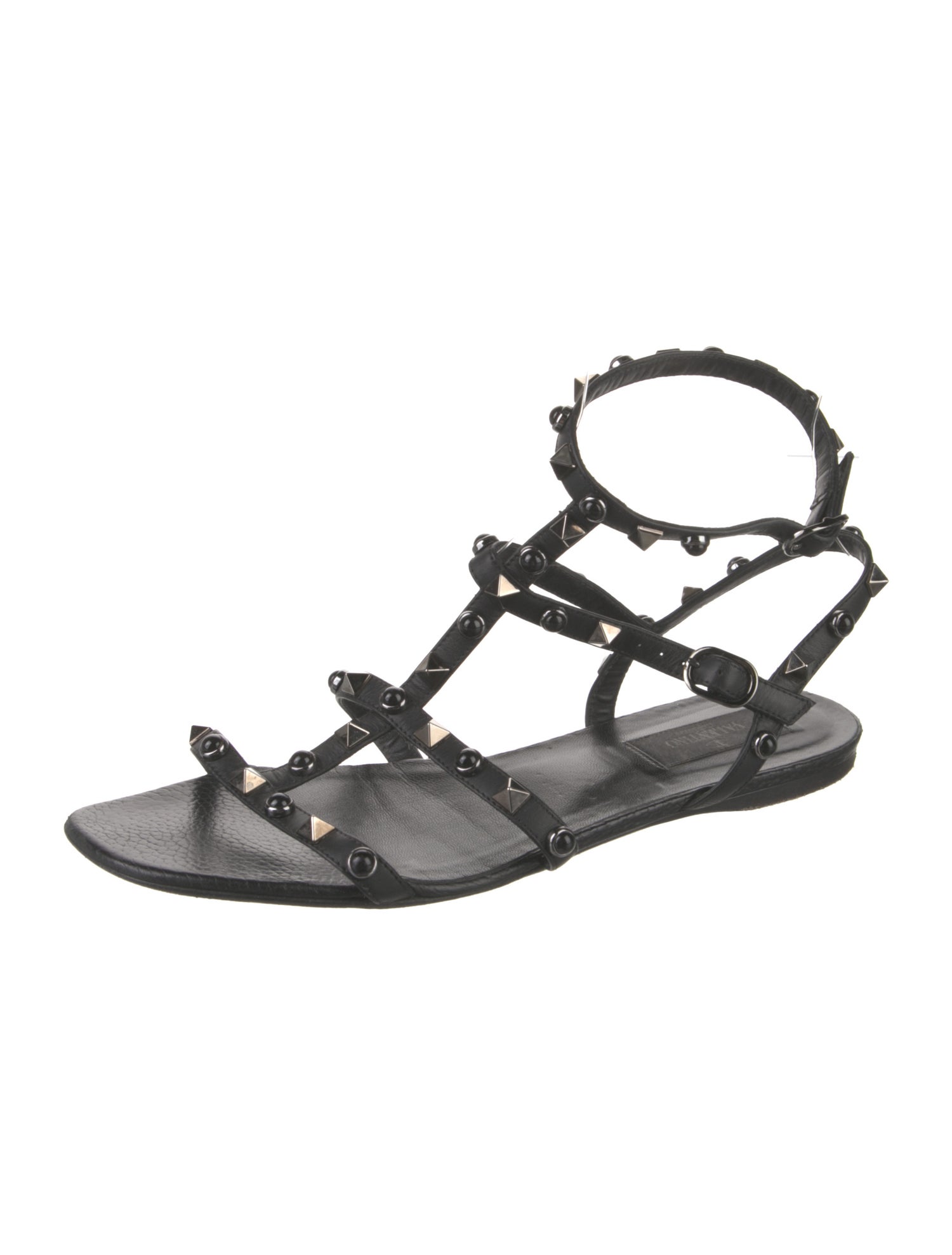 Valentino Rockstud Accents Leather Gladiator Sandals