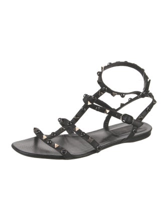 Valentino Rockstud Accents Leather Gladiator Sandals