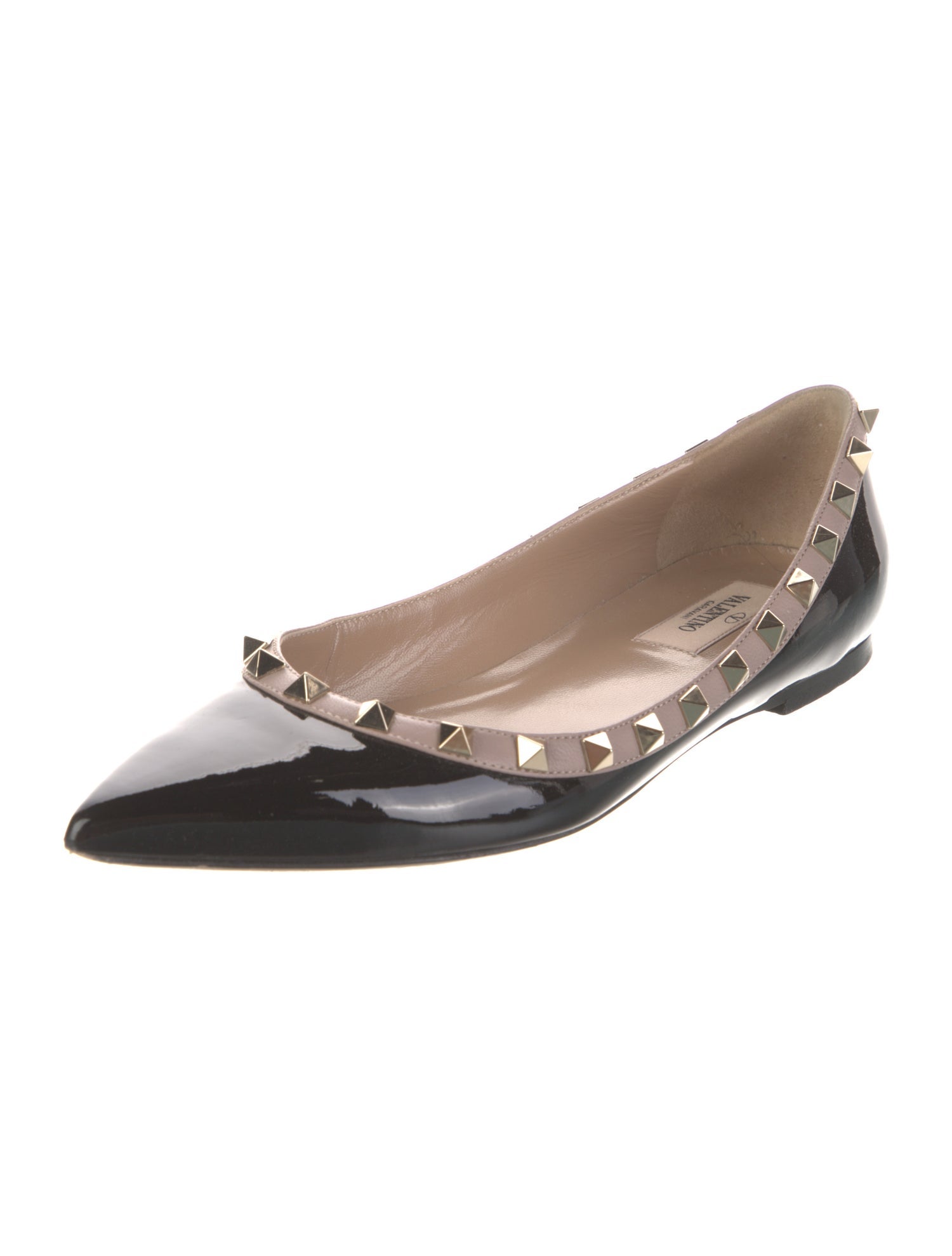 Valentino Rockstud Accents Patent Leather Ballet Flats