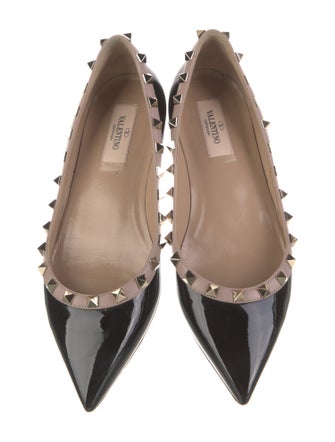 Valentino Rockstud Accents Patent Leather Ballet Flats