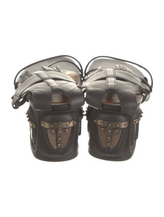 Valentino Leather Fringe Trim Accent Gladiator Sandals