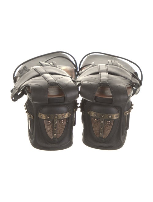 Valentino Leather Fringe Trim Accent Gladiator Sandals