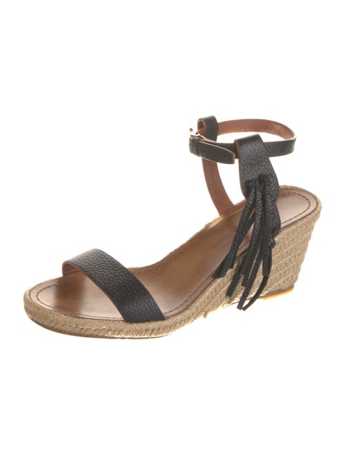 Valentino Leather Fringe Trim Accent Espadrilles