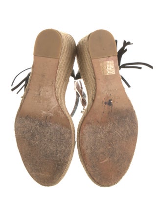 Valentino Leather Fringe Trim Accent Espadrilles