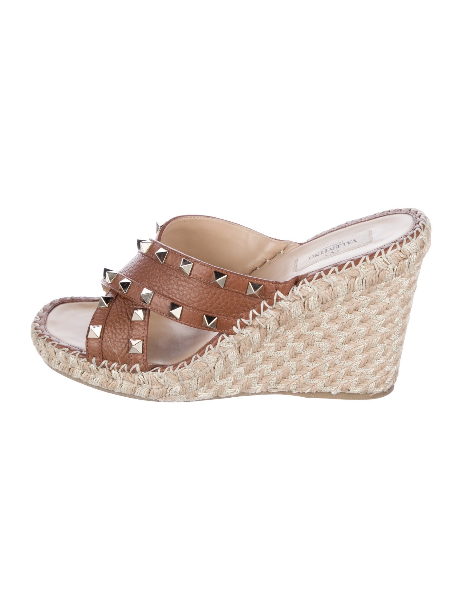 Valentino Rockstud Accents Leather Espadrilles