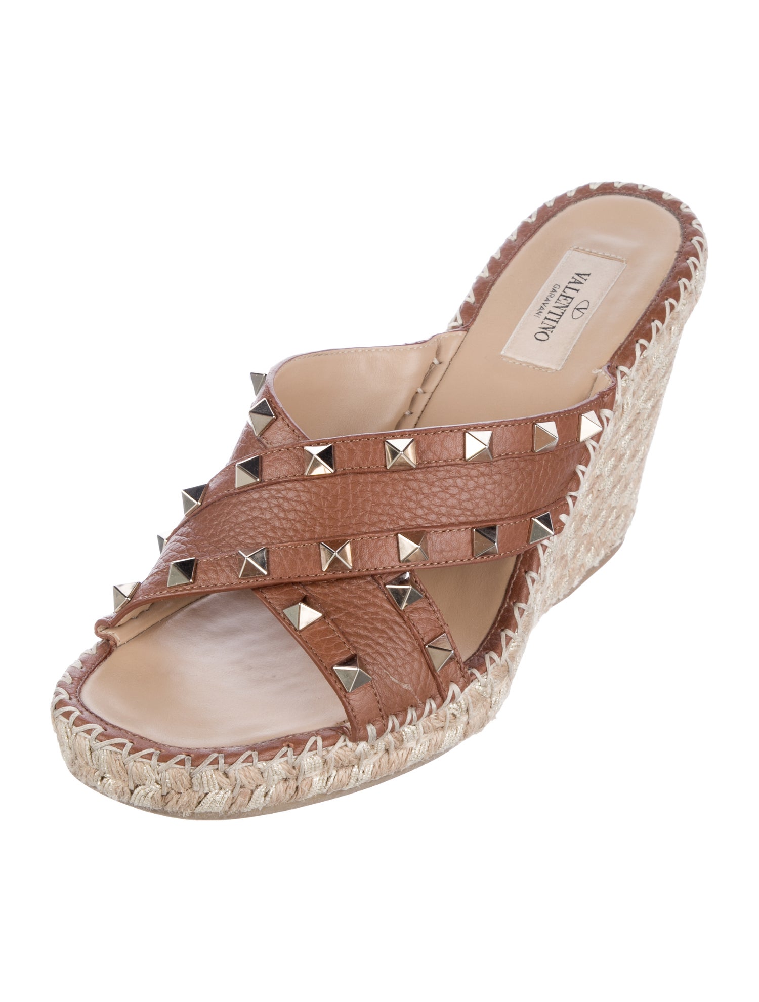 Valentino Rockstud Accents Leather Espadrilles