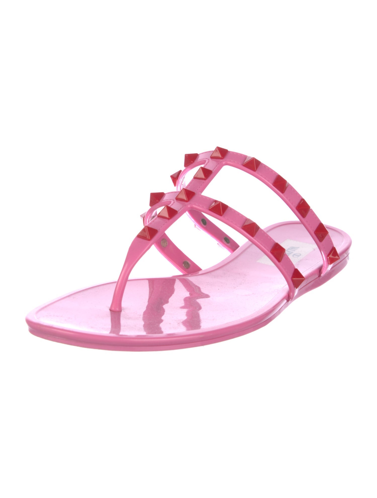Valentino Rockstud Accents PVC T-Strap Sandals