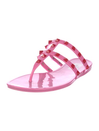 Valentino Rockstud Accents PVC T-Strap Sandals