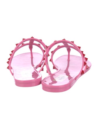 Valentino Rockstud Accents PVC T-Strap Sandals