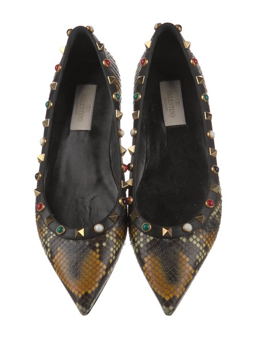 Valentino Rockstud Accents Snakeskin Flats
