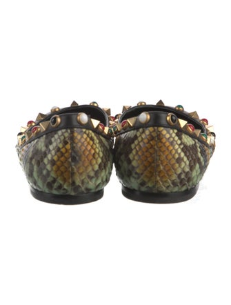 Valentino Rockstud Accents Snakeskin Flats