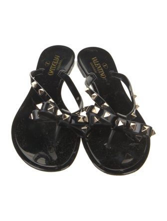 Valentino Rockstud Accents Rubber Slides