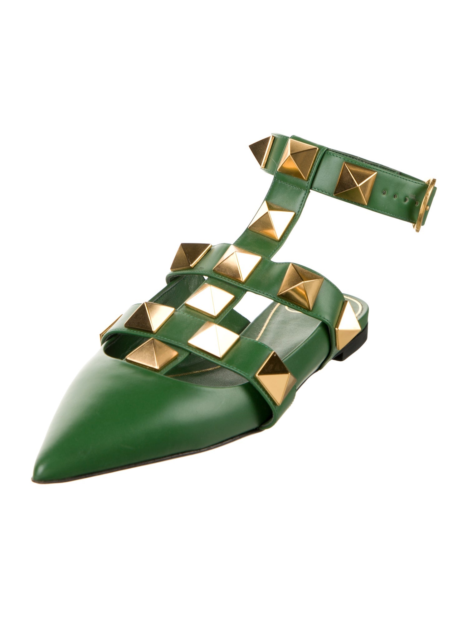 Valentino Rockstud Accents Leather Slingback Flats