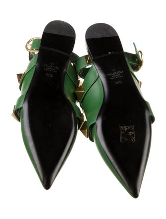 Valentino Rockstud Accents Leather Slingback Flats