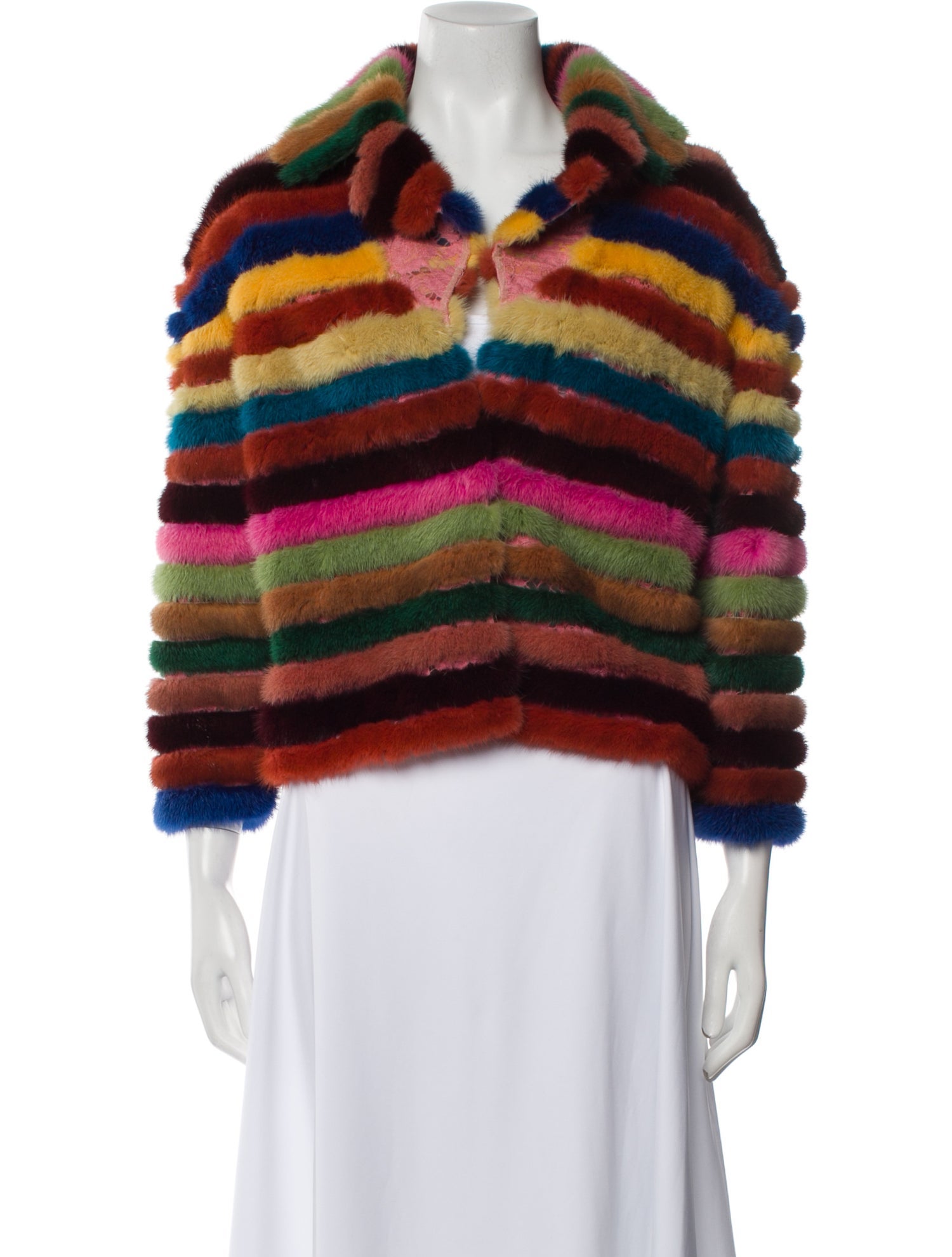 Valentino Striped Faux Fur Jacket