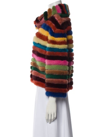 Valentino Striped Faux Fur Jacket