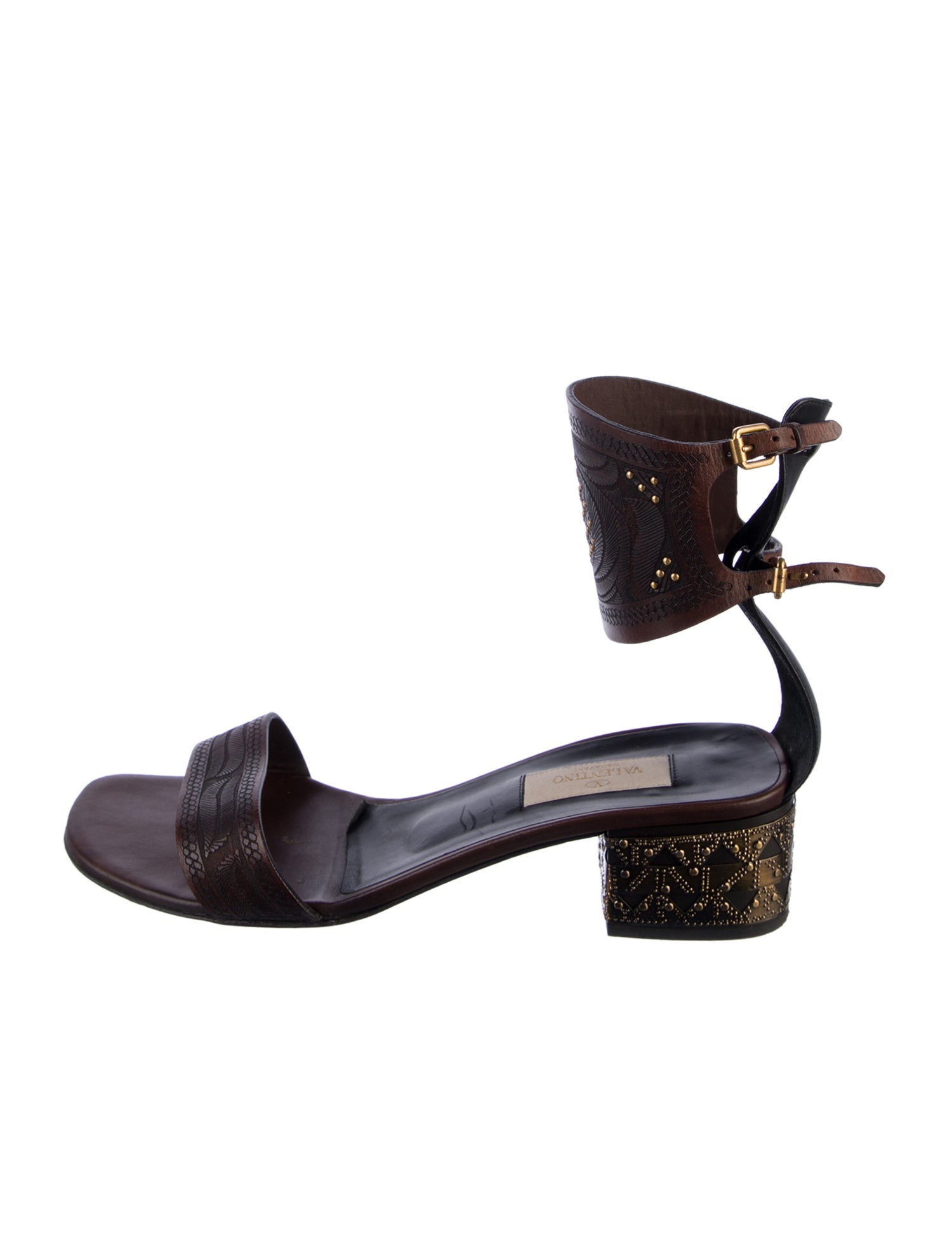 Valentino Leather Studded Accents Gladiator Sandals