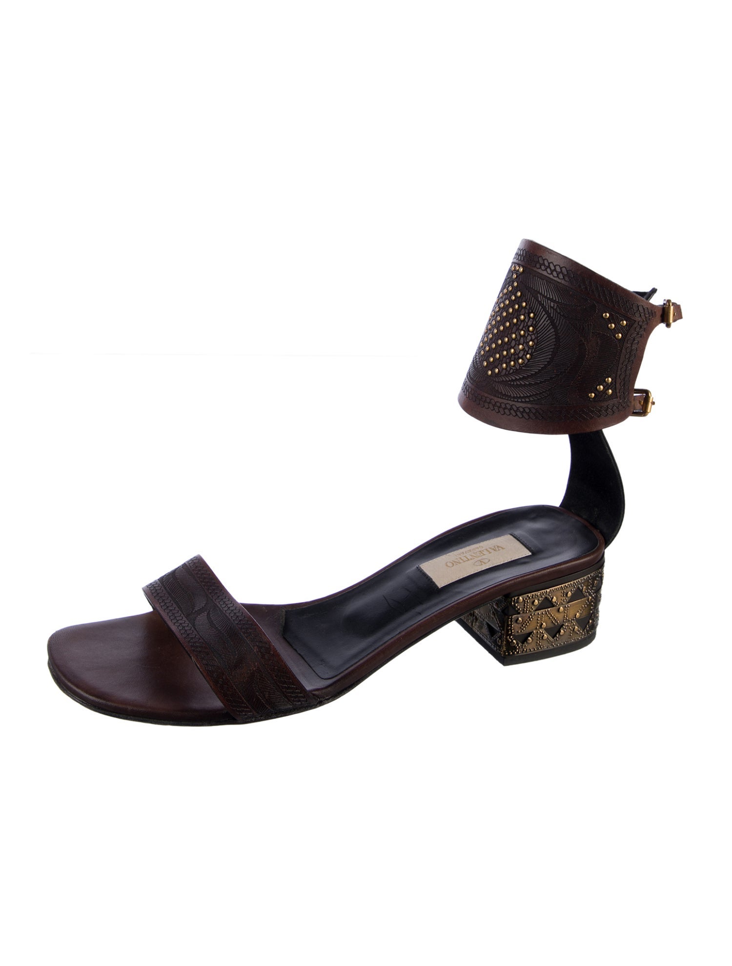 Valentino Leather Studded Accents Gladiator Sandals