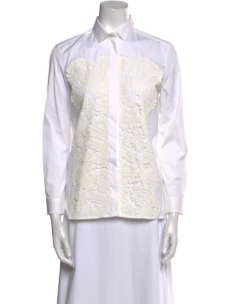 Valentino Three-Quarter Sleeve Button-Up Top