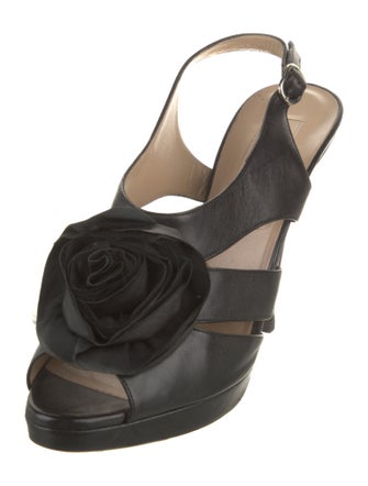 Valentino Leather Cutout Accent Slingback Pumps