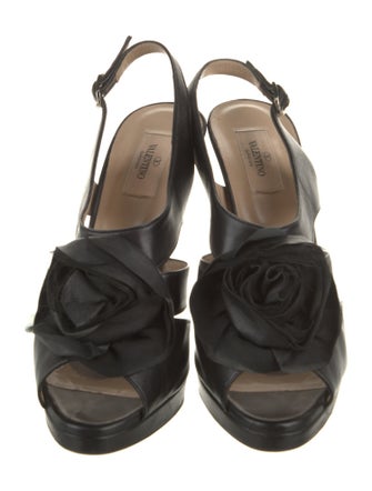 Valentino Leather Cutout Accent Slingback Pumps