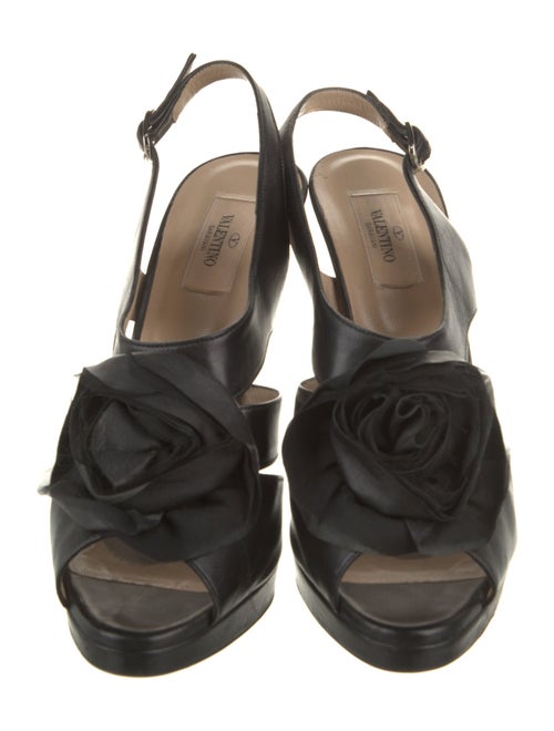 Valentino Leather Cutout Accent Slingback Pumps