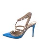 Valentino Rockstud Accents Leather T-Strap Pumps