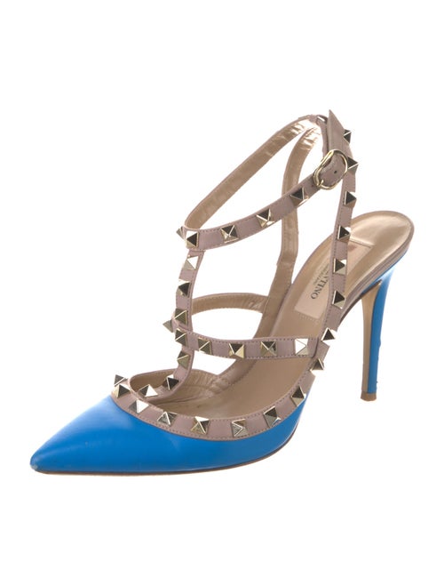 Valentino Rockstud Accents Leather T-Strap Pumps