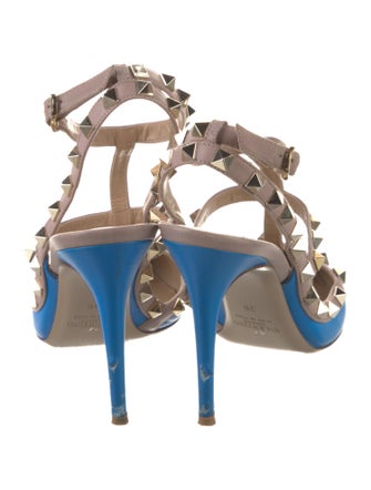 Valentino Rockstud Accents Leather T-Strap Pumps