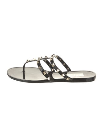 Valentino Rockstud Accents Rubber Slingback Sandals